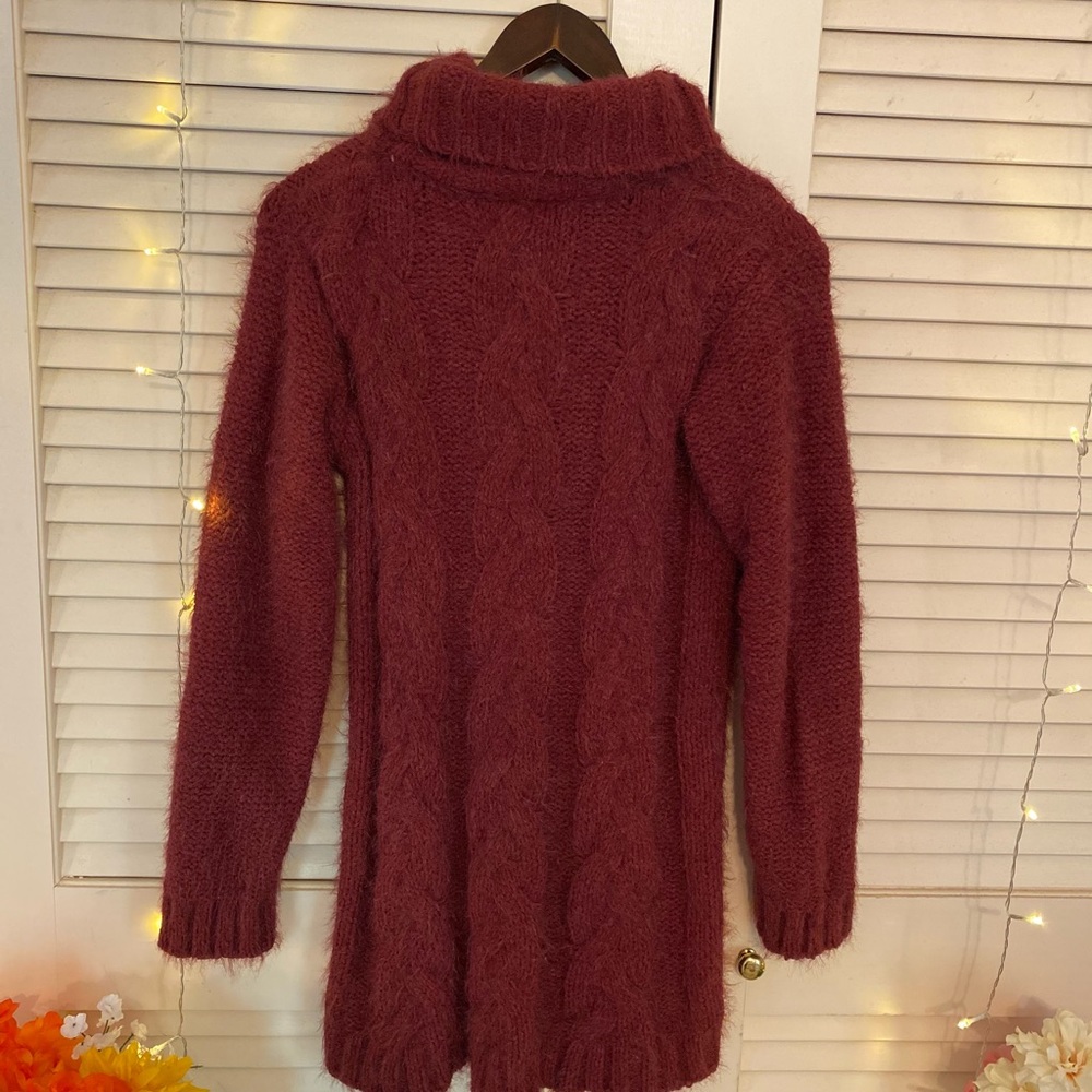 Lulus red knit cowl neck sweater dress